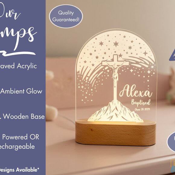 Jesus Christ Night Light – Personalized LED Inspirational Lamp - Picture 3 of 8